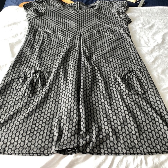 EnFocus‎ Women Charcoal Short Sleeve Oval Pattern Straight Shift Midi Dress 18W - Picture 10 of 14